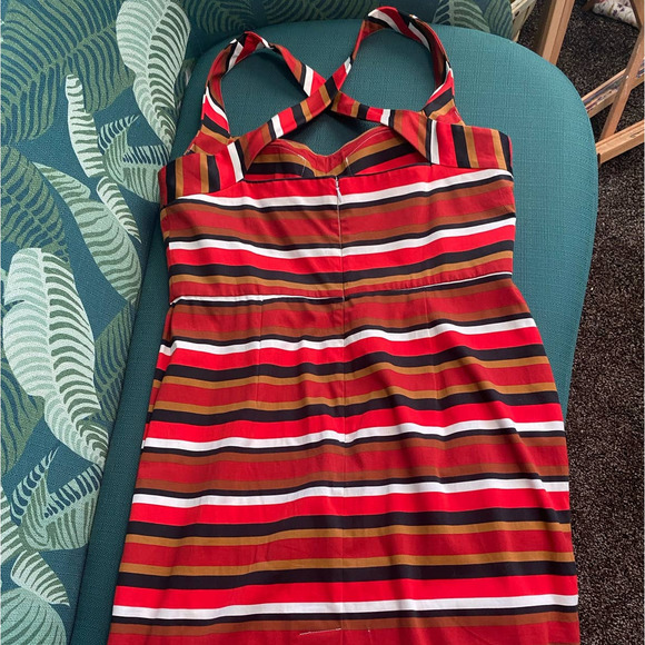 Calvin Klein Red Striped Criss Cross Bodycon Dress Size 14 - Picture 7 of 9